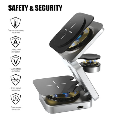 3 In 1 Foldable Magnetic Wireless Charger Stand