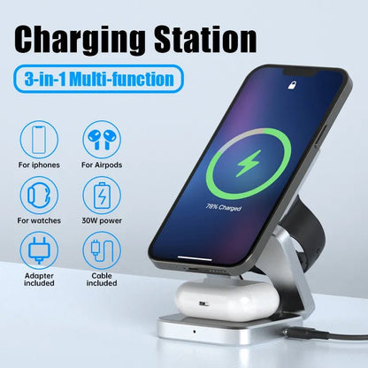 3 In 1 Foldable Magnetic Wireless Charger Stand