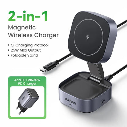 25W 2 in 1 MagSafe Wireless Charger Stand