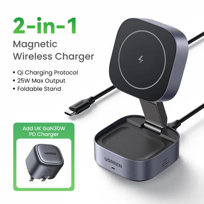 25W 2 in 1 MagSafe Wireless Charger Stand