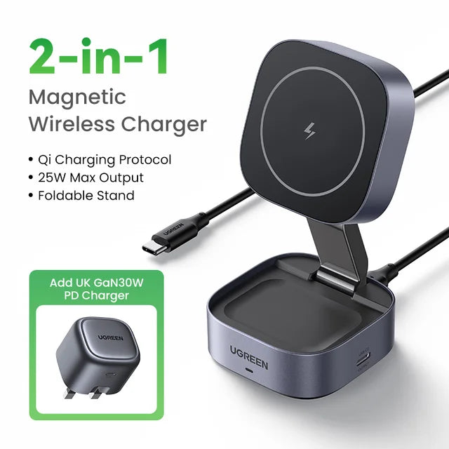 25W 2 in 1 MagSafe Wireless Charger Stand