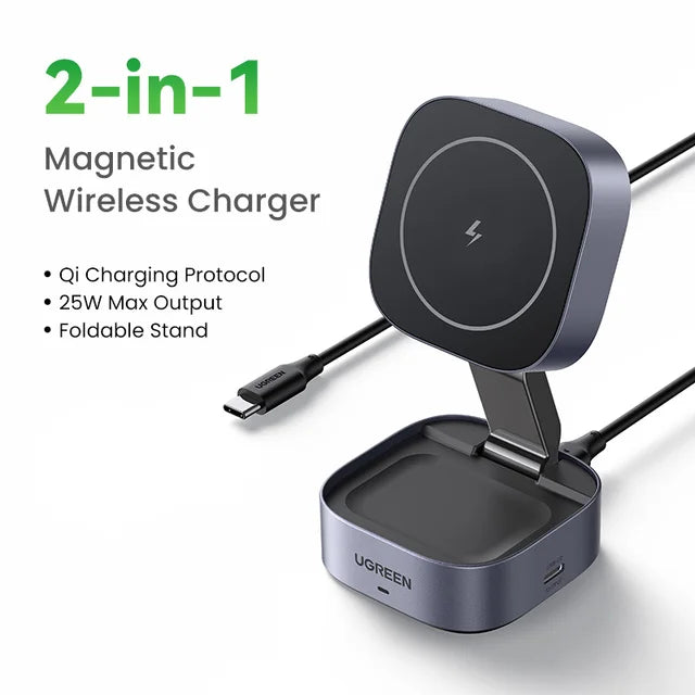 25W 2 in 1 MagSafe Wireless Charger Stand