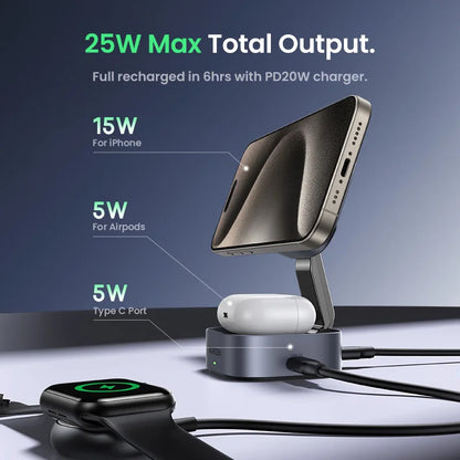 25W 2 in 1 MagSafe Wireless Charger Stand